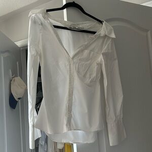 Zara off the shoulder button down